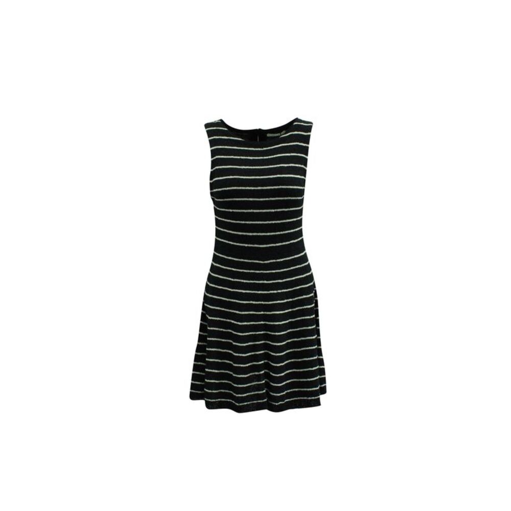 Alice + Olivia Black Monah Stripe Dress in Black Acrylic